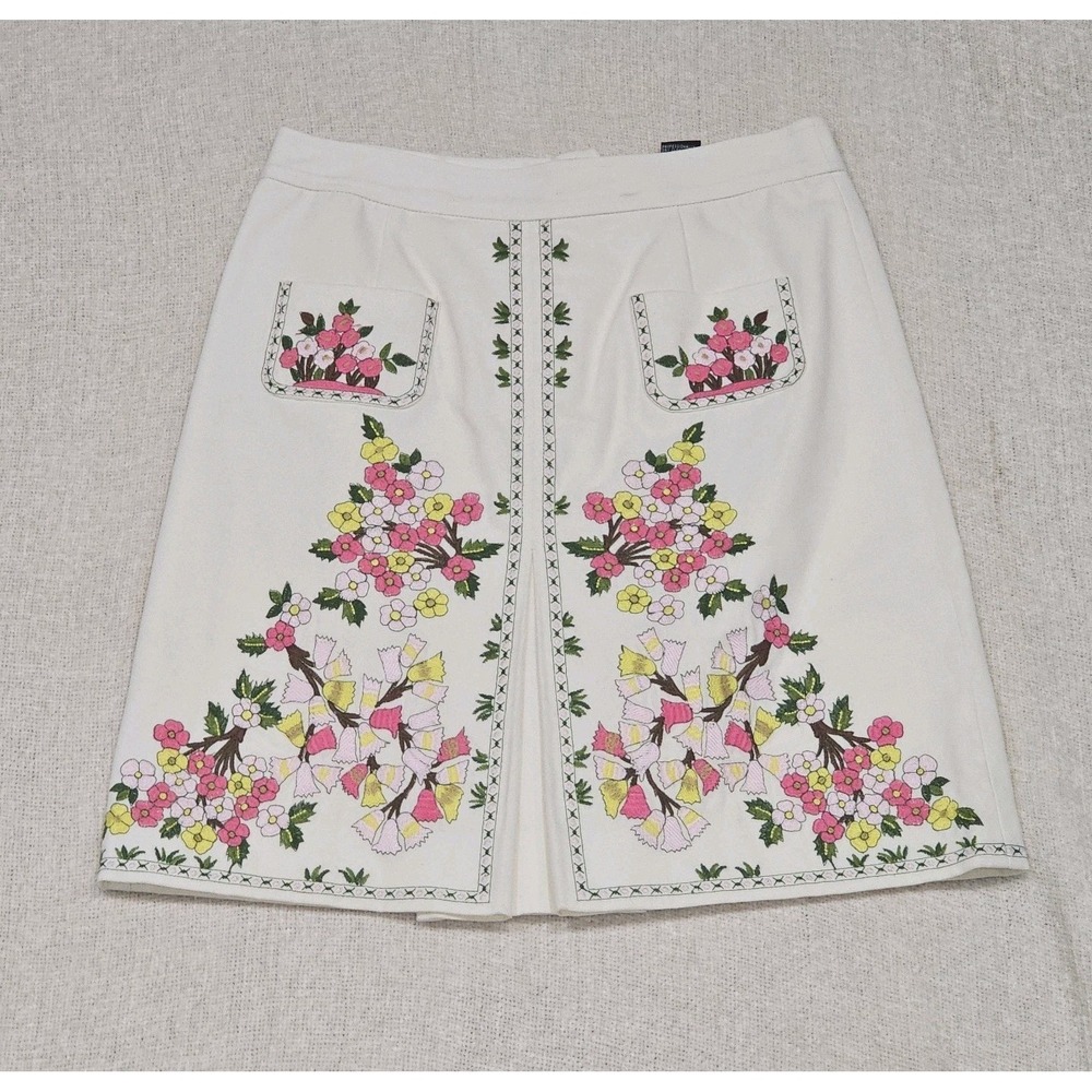 EUC Etcetera Floral Print Canvas Midi Skirt Summer Women's Size 0 - MSRP $250